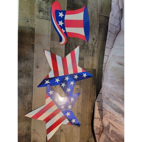 Paper Star American flag hat July 4th decor set - Picture 1 of 4